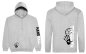 Preview: Handballhoodie in hellgrau meliert und schwarz weißem Motiv